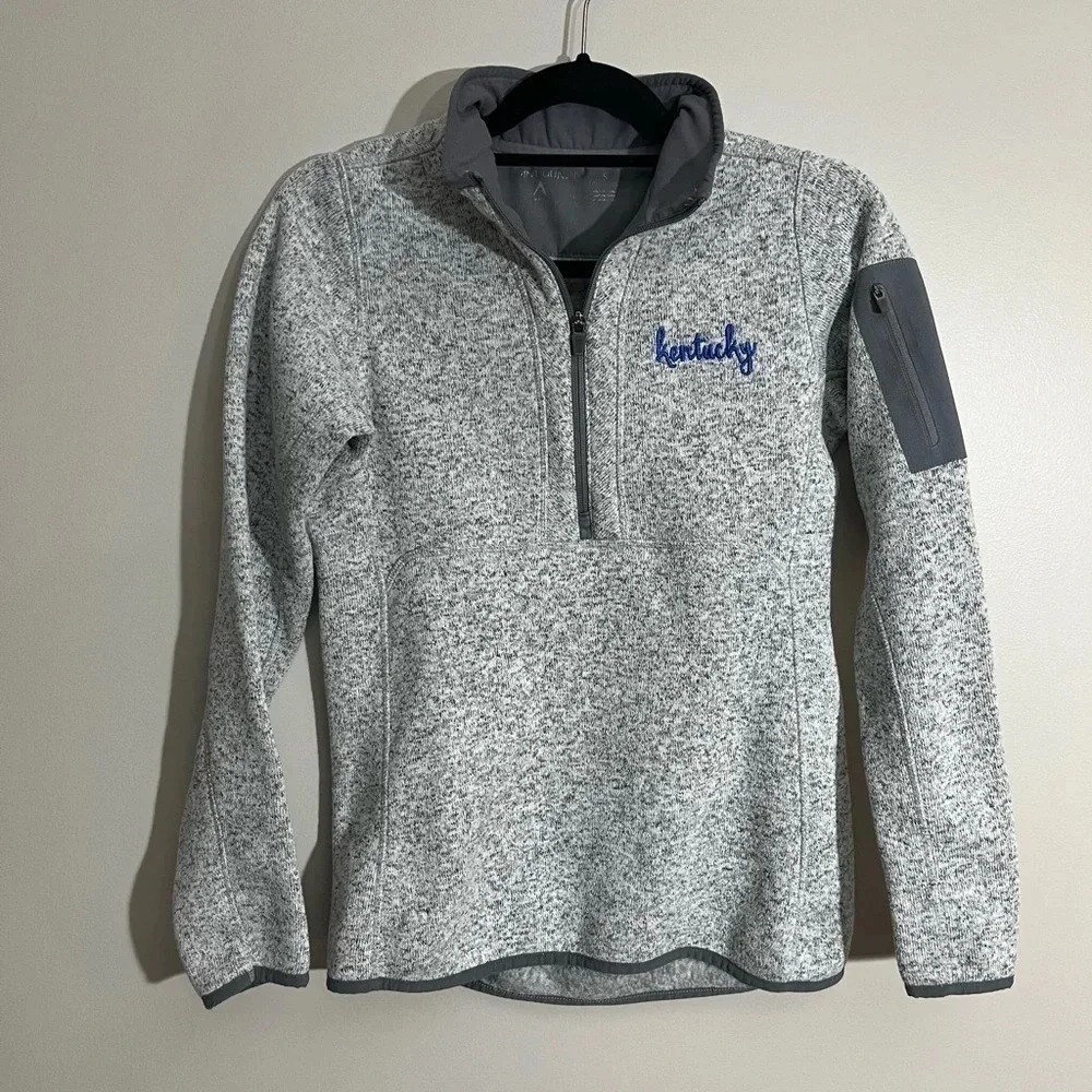 Antigua Kentucky Wildcats Quarter Zip Pullover Sweater‎ Gray Womens Small